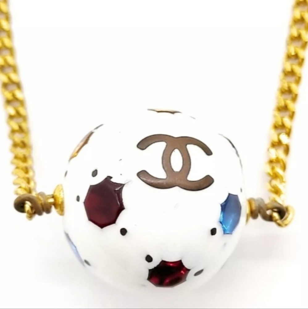 CHANEL 98P SOCCER BALL LOGO CC COCO MARK AÇCESSORY JEWELRY CHAIN NECKLACE METAL - Picture 11 of 12
